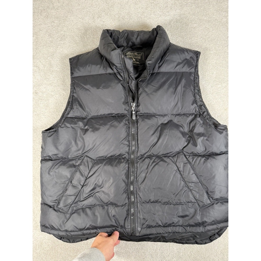 Eddie Bauer Quilted Goose Down Filled Navy Puffer Vest WPL 9647 Men's Large‎